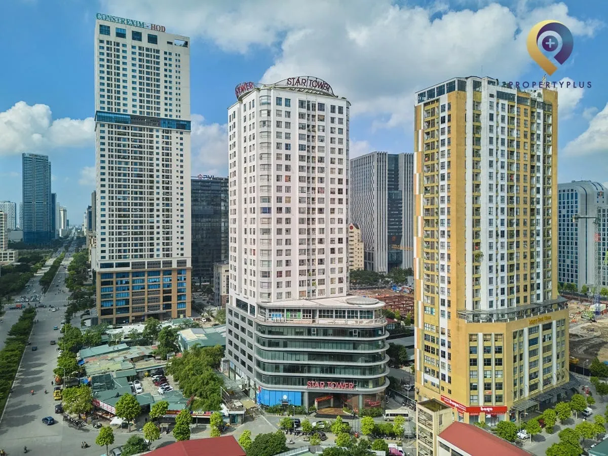 Toàn cảnh tòa nhà Star Tower trên đường Dương Đình Nghệ, quận Cầu Giấy.